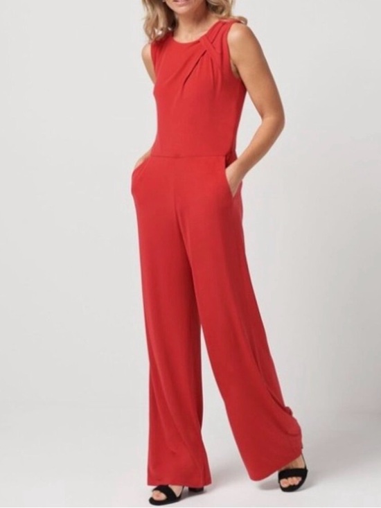 Jason Wu Pants - Jason Wu Women’s City Sleeveless Red Wide-Leg Jumpsuit